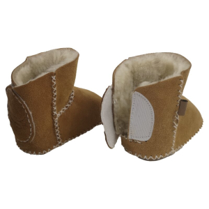 Lammfell Babyschuhe einfacher Klettverschluss beige