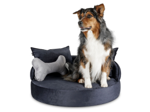 Hundebett Island Velvetline NAVYSCHWARZ Ø 100cm-1