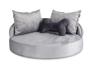 Hundebett Island Velvetline SILBER Ø 85cm-1