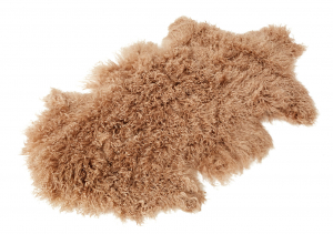 Tibet Lammfell Teppich Naturform camel / hellbraun