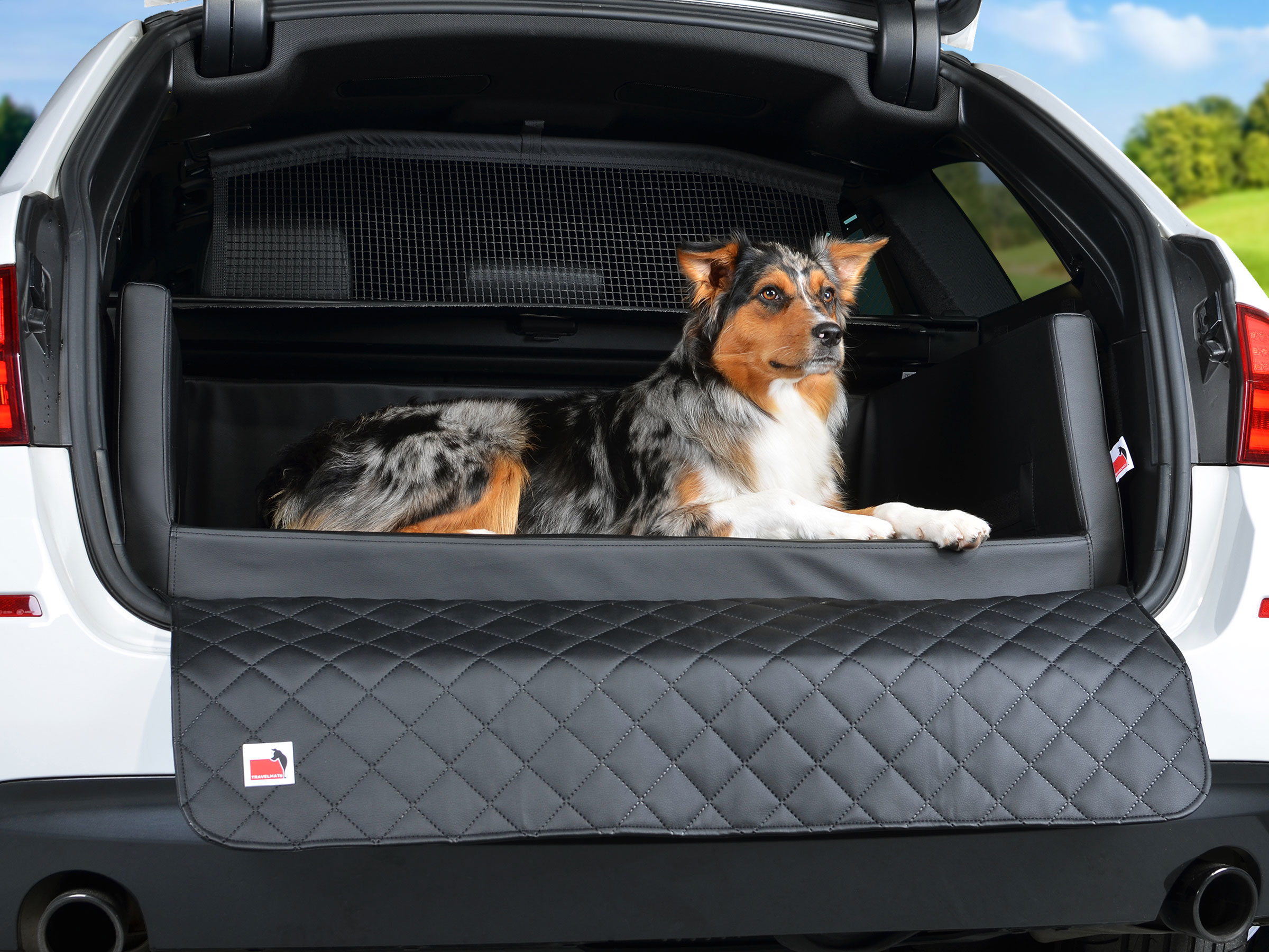 Gepolsterter Kofferraum Auto Abdeckung für Hunde. Schondecke mit