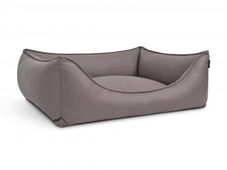 Hundebett Dreamcollection Kunstleder 90x70 cm taupe