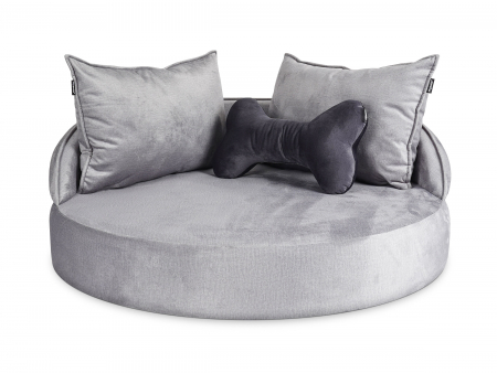 Hundebett Island Velvetline SILBER Ø 70cm-1