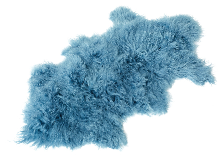 Tibet Lammfell Teppich Naturform blau